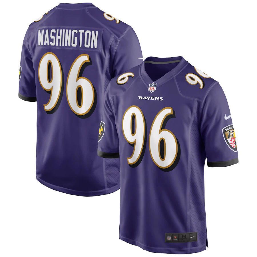Men Baltimore Ravens #96 Broderick Washington Nike Purple Game Player NFL Jersey